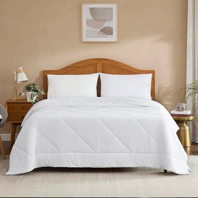 Crafted Oversized Cooling Comforter Full Queen – Reversible Diamond-Quilted Comforter Shell with Elegant Trim – Lightweight Breathable Bed Blanket for Hot Sleepers Night Sweats amp All-Season Comfort White Excellent