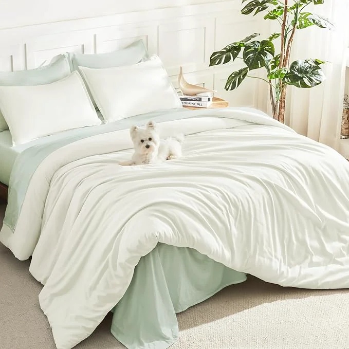 Premium Litanika Ivory Comforter Set Full Size 3 Pieces Lightweight Solid Bedding Comforter Set All Season Fluffy Bed Set 79x90In Comforter amp 2 Pillowcases Dependable