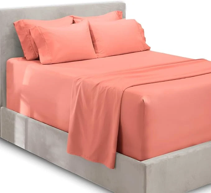 Artisan Hearth amp Harbor Extra Deep Pocket Sheets – Fits Mattress 18-24 Inches Deep – Extra Deep Pocket California King Size – 6 Piece Cal King Sheets – Cal King Misty Rose Efficient