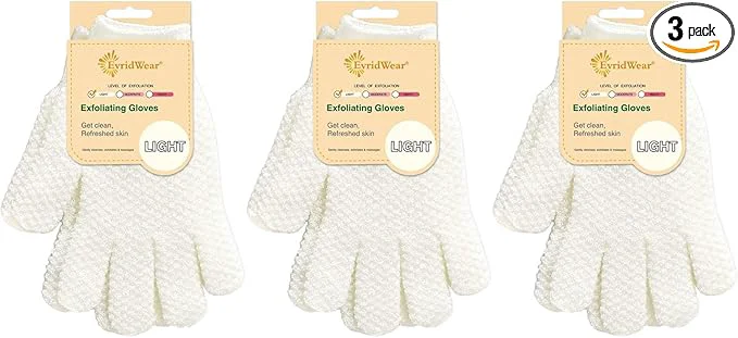 Exclusive Evridwear Exfoliating Gloves for Shower Nylon Thick Soft Medium Heavy Secure