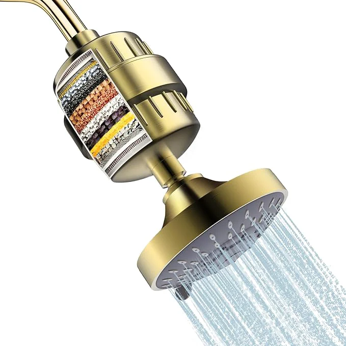 Excellent Shower Head and 15 Stage Shower Filter Combo FEELSO High Pressure 5 Spray Next-Generation