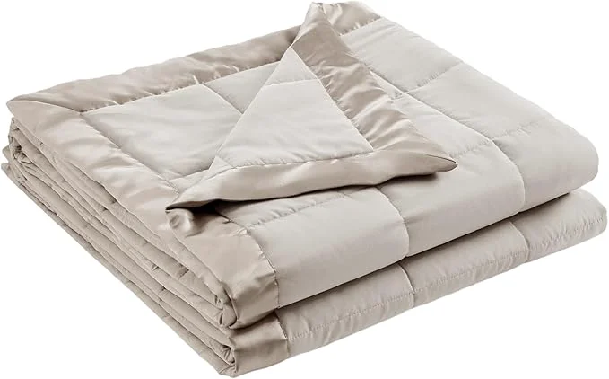 Excellent Madison Park Windom Down Blanket Premium 3M Scotchgard Moisture Wicking Treatment Lightweight and Soft Bed Cover For All Season Satin Trim Grey Full Queen Pure