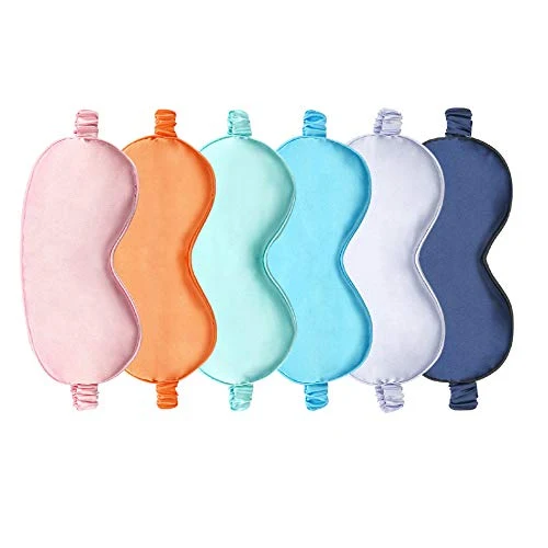 Superior Silk Satin Eye Mask Color Assorted 6-Pack Smooth Sleeping Mask Eye Shade Unique