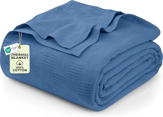 Durable Utopia Bedding Wedgewood Cotton Blanket Twin Size – 90×72 Inch Lightweight Soft and Breathable Thermal Blanket for All Seasons Genuine