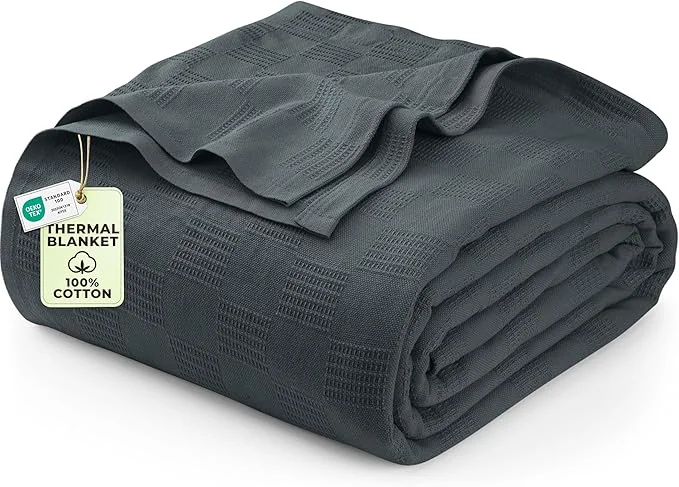 Responsible Utopia Bedding Smoke Gray Cotton Blanket Big Size – 120×120 Inch Lightweight Soft and Breathable Thermal Blanket for All Seasons Innovative
