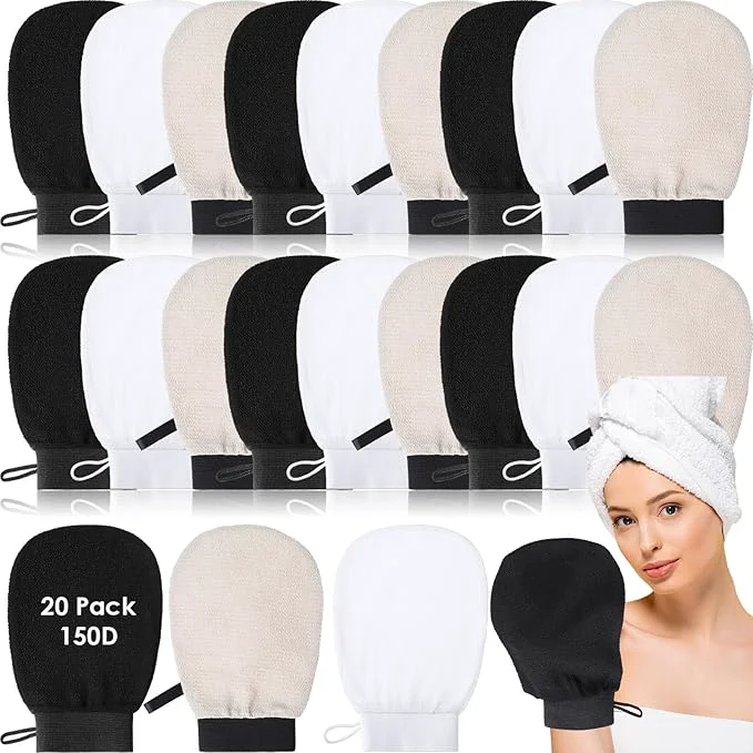 Secure FoldTier 20 Pcs Exfoliating Glove Bulk Summer Exfoliator Mitt Body Scrubber Genuine