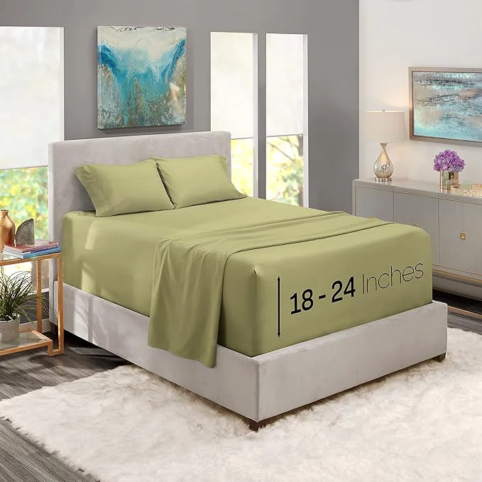 Nestl Bed Linen Set – Queen Microfiber Sage Green 4 Piece Deep Pocket Soft Premium Top-Quality
