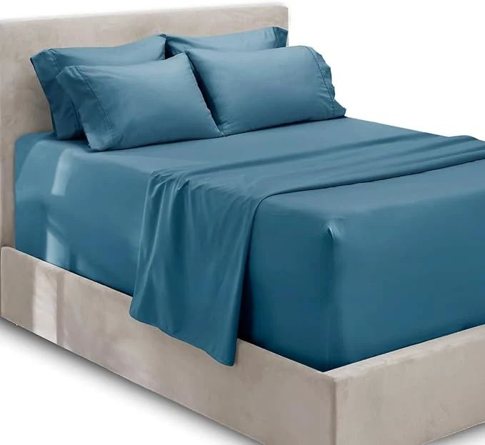 Sophisticated Hearth amp Harbor Extra Deep Pocket Sheets – Fits Mattress 18-24 Inches Deep – Extra Deep Pocket Twin XL Sheets Sets – 4 Piece Twin XL Size – Blue Heaven Exclusive