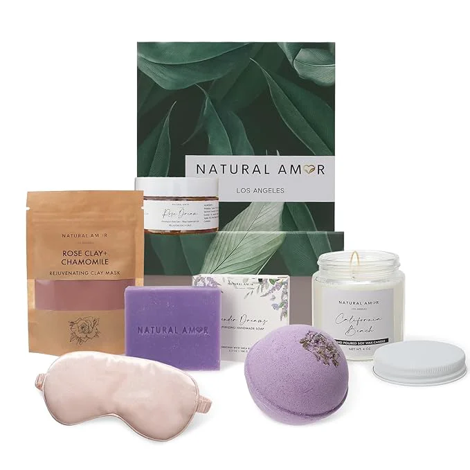 Premium Material Natural Amor Spa Gift Set for Women – 6-Piece Self Care Gift Box Reliable