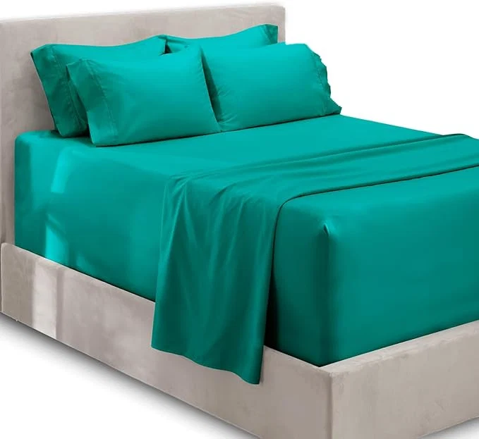 Reusable Hearth amp Harbor Extra Deep Pocket Sheets – Fits Mattress 18-24 Inches Deep – Extra Deep Pocket California King Size – 6 Piece Cal King Sheets – Cal King Teal Stylish