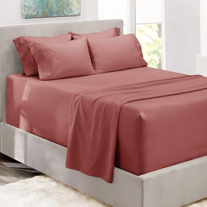 Traditional Hearth amp Harbor Bed Sheets Luxury Soft 6 Piece Bed Sheet Set Extra Deep Pocket Fitted Sheets Fits Mattress up to 21 quot Double Brushed Bedding Sheets amp Pillowcases High-Quality