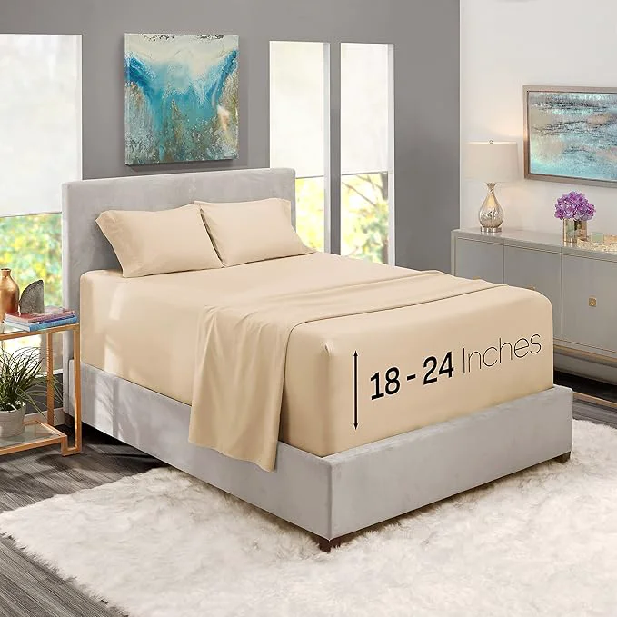 Specialty Nestl Microfiber Bed Linen Set Deep Pocket Twin Sheets Beige Cream 3 Piece Set Sustainable