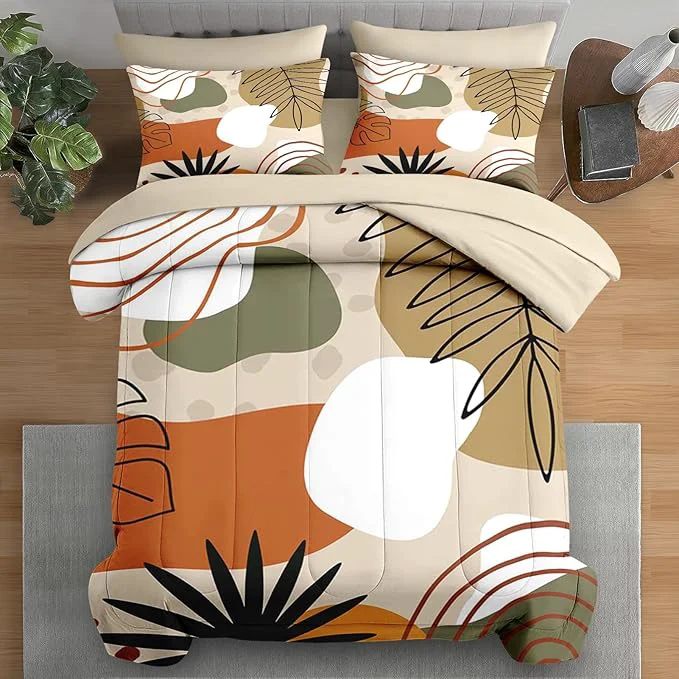 Pure Comforter Set King Size Leaves Flower Summer 7 Pcs Bedding for Kids and Adults Spring Floral Leaf Bed Sheet Sets with Fitted Sheet 2 Pillowcase amp 2 Sham for Bedroom Bed Decor Comfortable
