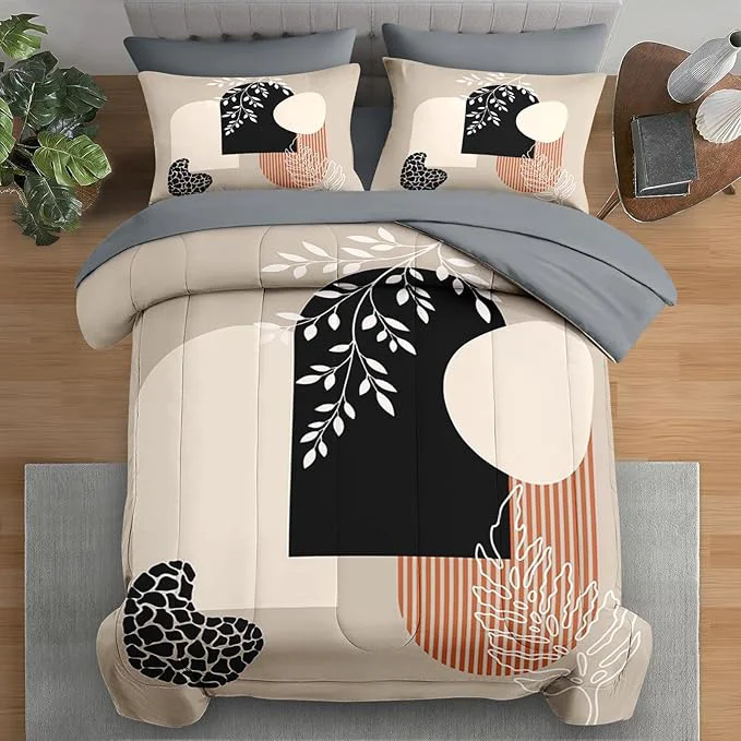 Powerful Comforter Set King Size Boho Summer Vintage 7 Pcs Bedding for Kids and Adults Bohemian Sun Earth Geometric Bed Sheet Sets with Fitted Sheet 2 Pillowcase amp 2 Sham for Bedroom Bed Decor High-Quality