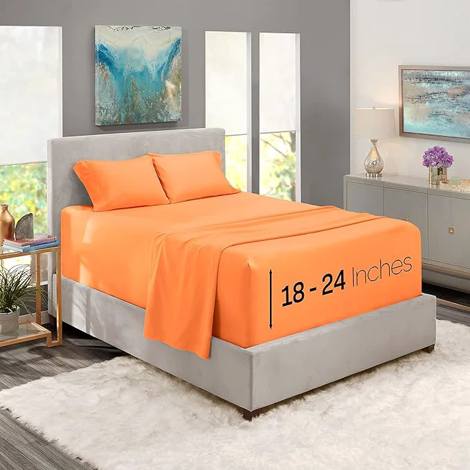Excellent Nestl Microfiber Bed Sheet Set Twin XL Deep Pocket 4 Piece Apricot Buff Orange Versatile