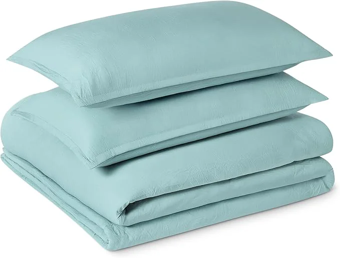 Lightweight Amazon Basics Brushed Microfiber Comforter Set Extra Soft with Natural Texture 3-Piece King Blue Optimized