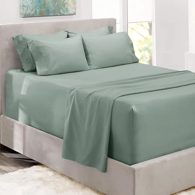 Advanced Hearth amp Harbor Bed Sheets Luxury Soft 6 Piece Bed Sheet Set Extra Deep Pocket Fitted Sheets Fits Mattress up to 21 quot Double Brushed Bedding Sheets amp Pillowcases Full Ice Green Excellent