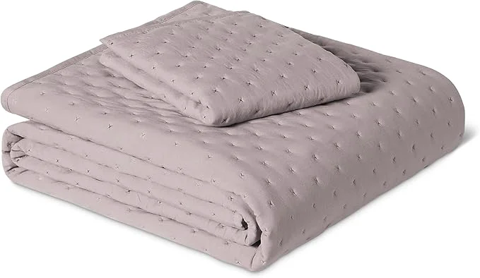 Dependable Amazon Basics Brushed Microfiber Quilt Set Extra Soft with Natural Texture 2-Piece Twin Twin XL Purple High-Grade
