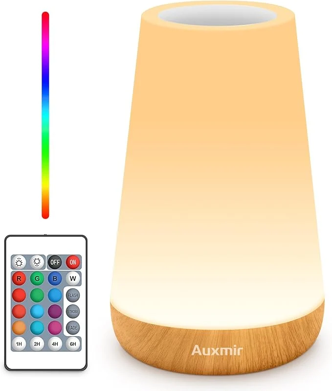 Natural Auxmir LED Night Light Bedside Lamp Touch and Remote Control Dimmable Tabletop Contemporary