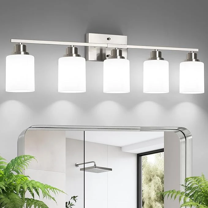 Selected Ascher Bathroom Light Fixtures 5-Light Vanity Light Over Mirror Brushed Proven