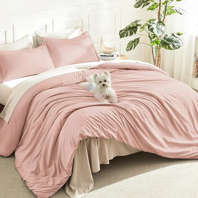Authentic Litanika Pink Comforter Set Full Size for Girls 3 Pieces Blush Women Plain Bedding Comforter Set All Season Bed Set 79x90In Comforter amp 2 Pillowcases Relaxed