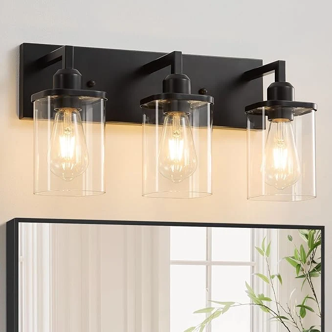 Certified 3-Light Bathroom Vanity Light Fixtures Modern Matte Black Bathroom Lighting Original