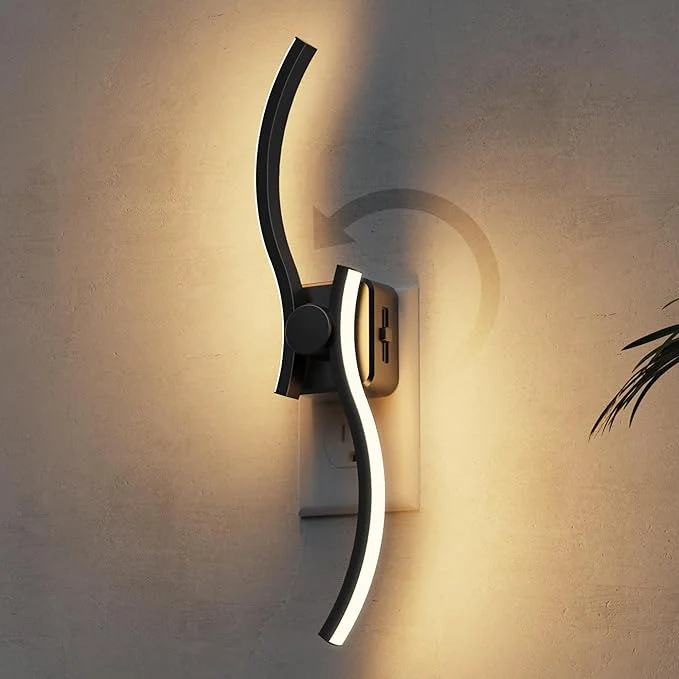 Official L LOHAS LED Night Light 2 Pack Night Lights Plug into Wall Modern Wall Sconces Innovative