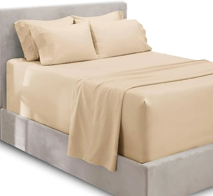Sophisticated Hearth amp Harbor Bed Linen Set – Queen Size 6 Piece Extra Deep Pocket Cream Microfiber Minimalist