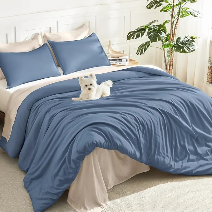 Powerful Litanika Haze Blue Twin Twin XL Comforter Set 2 Pieces Lightweight Solid Bedding Set All Season Fluffy Bed Set 66x90In Comforter amp 1 Pillowcase Crafted