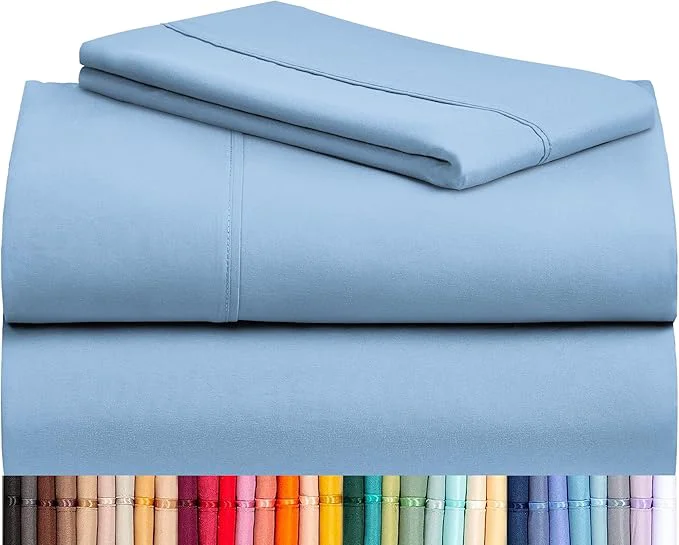 Lightweight LuxClub Club Twin Sheets – Soft Bed Sheet for-Boys-and-Girls-4 PC Deep Pockets 18 quot Eco Friendly Wrinkle Kids Machine Washable Hotel Bedding Silky Soft- Sky Versatile