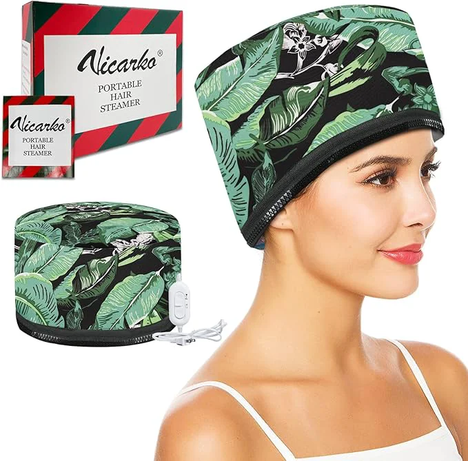 Premium Material VICARKO Hair Steamer Thermal Heat Cap Deep Conditioning Natural Black Hair Smart