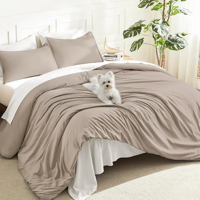 Fast Litanika Light Coffee Comforter Set Queen Size 3 Pieces Lightweight Solid Bedding Comforter Set All Season Fluffy Bed Set Green