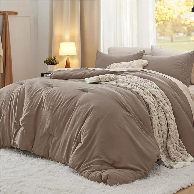 Original Bedsure California King Comforter Set Brown Soft Prewashed Bedding for All Seasons 3 Pieces GentleSoft™ Bed Set 1 Lightweight Comforter 104 quot x96 quot and 2 Pillowcases 20 quot x36 quot Practical