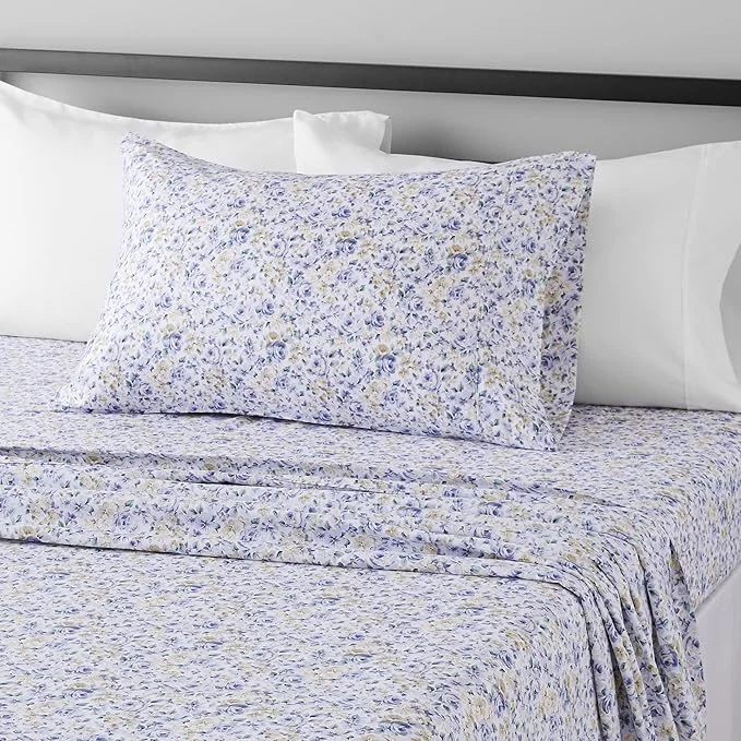 Premium Material Amazon Basics Lightweight Super Soft Easy Care Wrinkle Breathable Brushed Microfiber 3 Piece Bed Sheet Set with 14-Inch Deep Pockets Twin Blue Floral Kids Men amp Women Bedding Superior