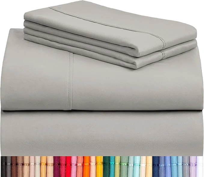 Fast LuxClub 4 PC Full Sheet Set Breathable Luxury Bed Sheets Deep Pockets 18 quot Wrinkle Cooling Bed Sheets Machine Washable Hotel Bedding Silky Soft – Light Taupe Full Outstanding