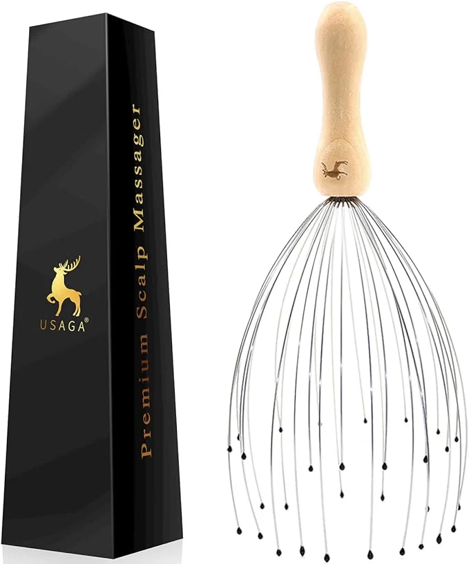 Flexible USAGA 32 Fingers Head Massager Head Scratcher Scalp Massager Stocking Lightweight
