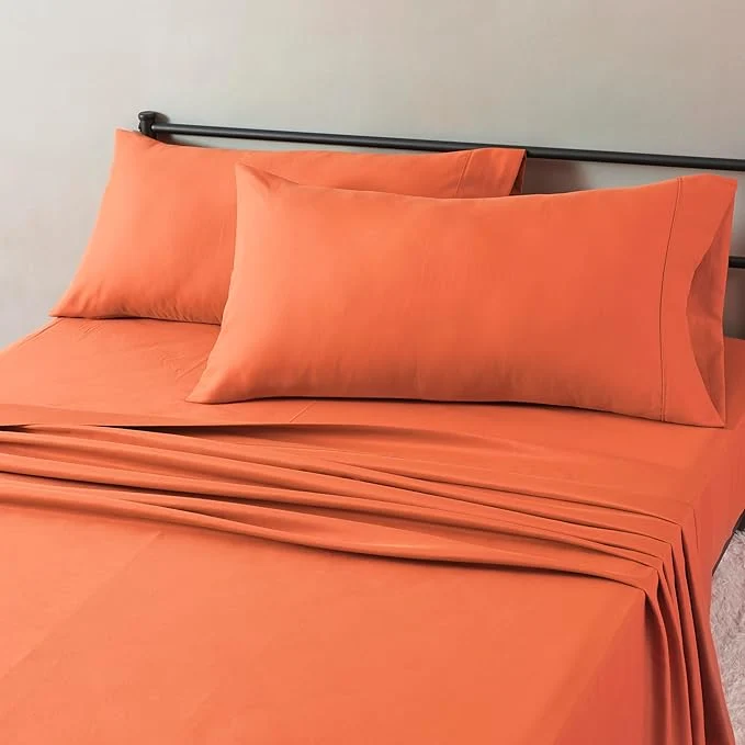 Genuine Amazon Basics Lightweight Microfiber 4-Piece Bed Sheet Set Brick Solid King Elegant