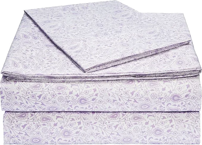 Healthy Amazon Basics Lightweight Super Soft Easy Care Microfiber 3-Piece Bed Sheet Set with 14-Inch Deep Pockets Twin XL Lavender Paisley Machine Wash Warm Tumble Dry Low Detailed