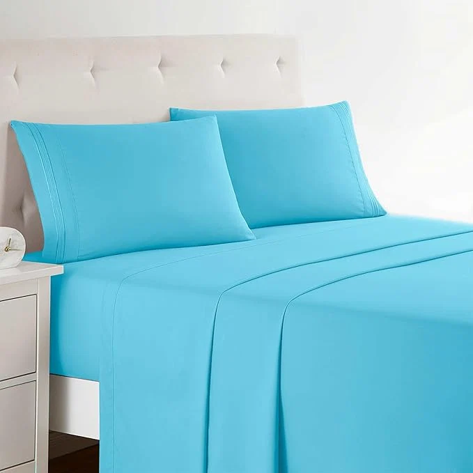 Powerful Clara Clark Bed Sheets Premier 1800 Series 4 Piece Bed Sheet Set Deep Pocket Wrinkle Fade Stain Resistant Luxury Soft Bedding Sheets amp Pillowcases Twin-XL Beach Blue Contemporary