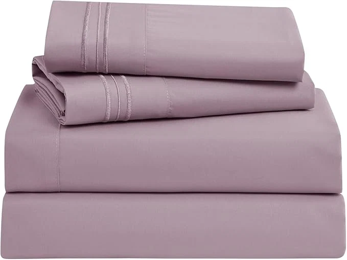 Versatile Clara Clark Bed Sheets Premier 1800 Series Bed Sheet Set Deep Pocket Wrinkle Fade Stain Resistant Luxury Soft Bedding Sheets amp Pillowcases California King Dusty Purple Premium Material