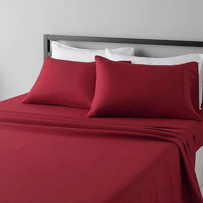 Optimized Amazon Basics Lightweight Super Soft Easy Care Breathable Brushed Microfiber 4-Piece Bed Sheet Set with 14-Inch Deep Pockets Wrinkle Resistant Queen Burgundy Solid Healthy