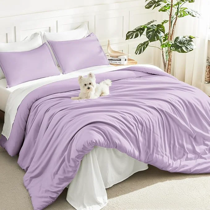 Exclusive Litanika Lavender Comforter Twin Twin XL Size 2 Pieces Boho Lightweight Solid Bedding Comforter Set All Season Fluffy Bed Set 66x90In Comforter amp 1 Pillowcase Trusted