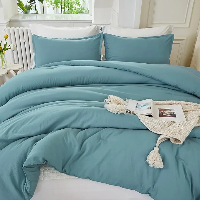 World-Class Litanika Oversized King Comforters Grayish Teal Super King Plus Size 3 Pieces Lightweight Solid Bedding Comforter Set All Season Fluffy Bed Set 128x120In Comforter amp 2 Pillowcases Minimalist