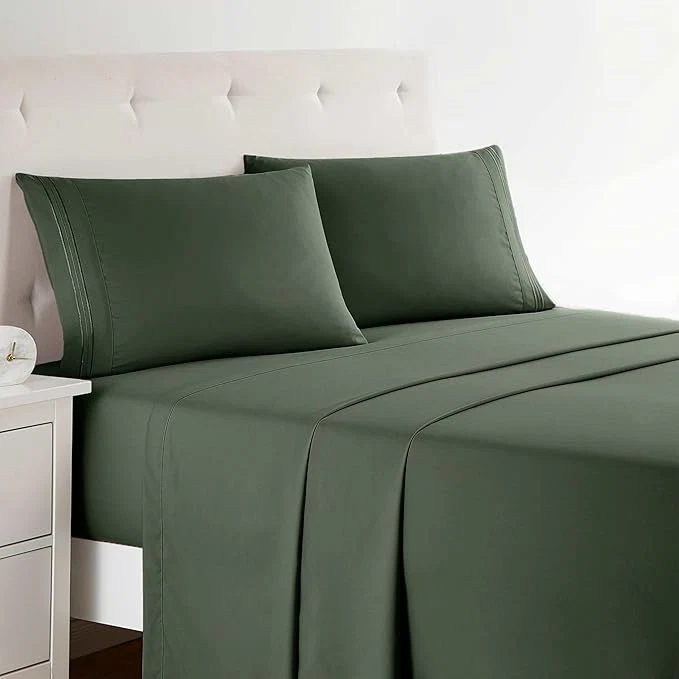 Certified Clara Clark Bed Sheets Premier 1800 Series Bed Sheet Set Deep Pocket Wrinkle Fade Stain Resistant Luxury Soft Bedding Sheets amp Pillowcases Queen Olive Green Comfortable