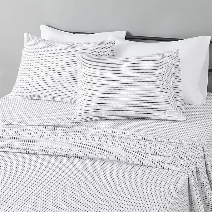 Detailed Amazon Basics Lightweight Microfiber 4-Piece Bed Sheet Set Queen Plum Printed Quality