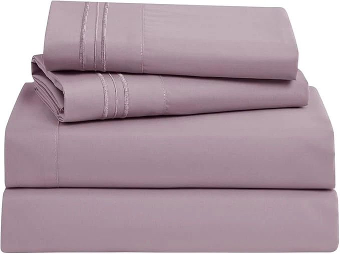 Expertly Made Clara Clark Bed Sheets Premier 1800 Series Bed Sheet Set Deep Pocket Wrinkle Fade Stain Resistant Luxury Soft Bedding Sheets amp Pillowcases Split King Dusty Purple Original Design