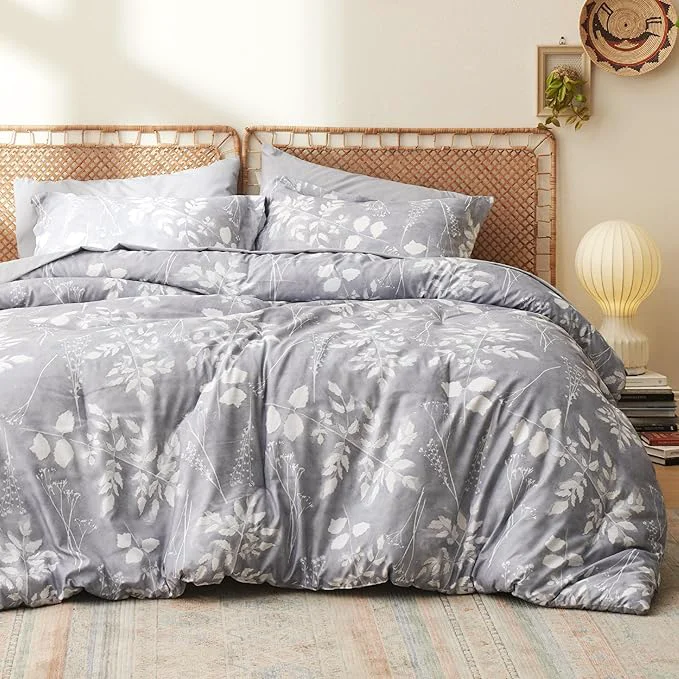Superior Bedsure Queen Comforter Set – 7 Pieces Floral Grey Soft Bedding Sets Queen Bed in a Bag with Botanical Flowers Comforter Sheets Pillowcases amp Shams Innovative