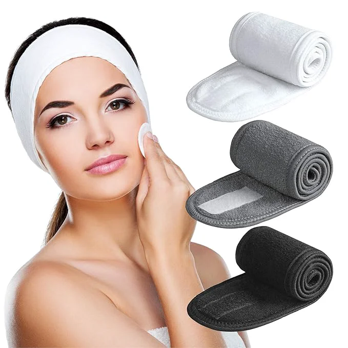 Convenient Denfany Spa Headband 3 Pack Ultra Soft Adjustable Face Wash Headband Terry Pure