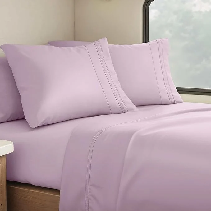 Superior Clara Clark Bed Sheets Premier 1800 Series 4 Piece RV Queen Sheet Set Luxury Soft Sheets for RV Bunks Short Queen – Dusty Purple Official