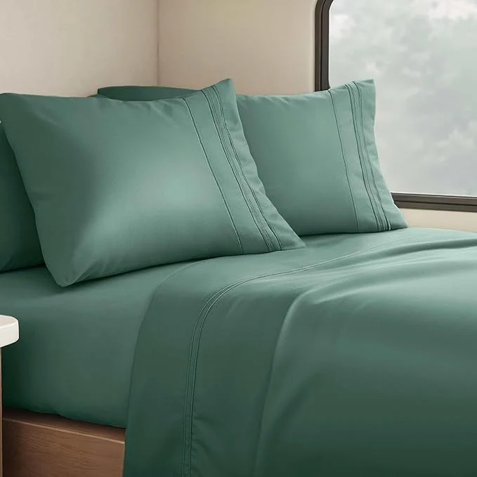 Casual Clara Clark Bed Sheets Premier 1800 Series 4 Piece RV Queen Sheet Set Luxury Soft Sheets for RV Bunks Short Queen – Forest Green Certified